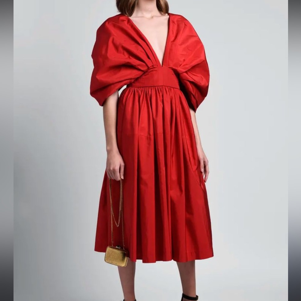 ALEXANDER MCQUEEN Cocoon Gown Dress In Valentine Red Size 8/10  M L Large 44 - Picture 15 of 16